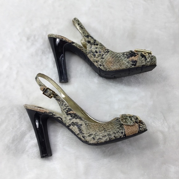 JESSICA SIMPSON LEATHER SNAKESKIN PRINT 7 1/2 - Picture 2 of 8